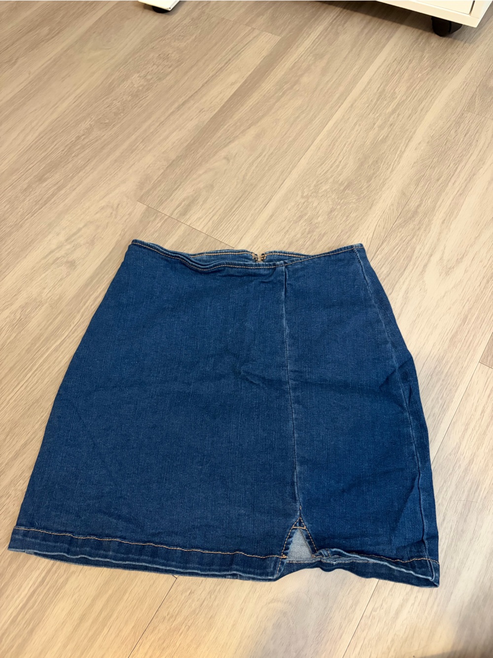 wild fable Dark Blue Denim Mini Skirt with Front Hem Notch
